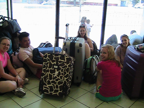 Awaiting the bus journey to Talca, Chile